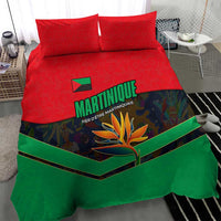 Martinique Pride Bedding Set with Red Green Design and Tropical Bird of Paradise Flower