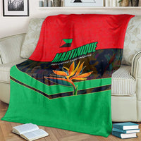 Martinique Pride Blanket with Red Green Design and Tropical Bird of Paradise Flower