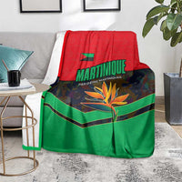 Martinique Pride Blanket with Red Green Design and Tropical Bird of Paradise Flower