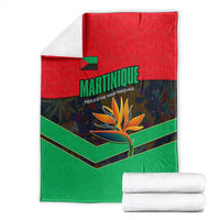 Martinique Pride Blanket with Red Green Design and Tropical Bird of Paradise Flower