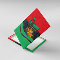 Martinique Pride Canvas Wall Art with Red Green Design and Tropical Bird of Paradise Flower