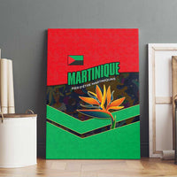 Martinique Pride Canvas Wall Art with Red Green Design and Tropical Bird of Paradise Flower