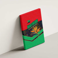 Martinique Pride Canvas Wall Art with Red Green Design and Tropical Bird of Paradise Flower