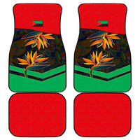 Martinique Pride Car Mats with Red Green Design and Tropical Bird of Paradise Flower