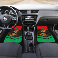 Martinique Pride Car Mats with Red Green Design and Tropical Bird of Paradise Flower