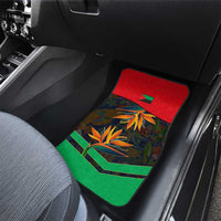 Martinique Pride Car Mats with Red Green Design and Tropical Bird of Paradise Flower