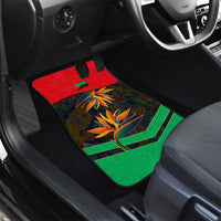 Martinique Pride Car Mats with Red Green Design and Tropical Bird of Paradise Flower