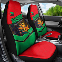 Martinique Pride Car Seat Cover with Red Green Design and Tropical Bird of Paradise Flower