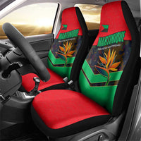 Martinique Pride Car Seat Cover with Red Green Design and Tropical Bird of Paradise Flower