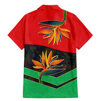 Martinique Pride Family Matching Mermaid Dress and Hawaiian Shirt with Red Green Design and Tropical Bird of Paradise Flower