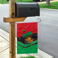 Martinique Pride Garden Flag with Red Green Design and Tropical Bird of Paradise Flower