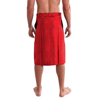 Martinique Pride Lavalava with Red Green Design and Tropical Bird of Paradise Flower