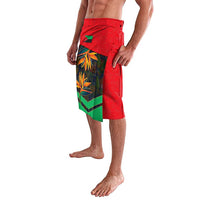 Martinique Pride Lavalava with Red Green Design and Tropical Bird of Paradise Flower