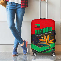 Martinique Pride Luggage Cover with Red Green Design and Tropical Bird of Paradise Flower