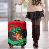 Martinique Pride Luggage Cover with Red Green Design and Tropical Bird of Paradise Flower