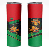 Martinique Pride Skinny Tumbler with Red Green Design and Tropical Bird of Paradise Flower