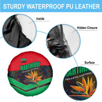 Martinique Pride Spare Tire Cover with Red Green Design and Tropical Bird of Paradise Flower