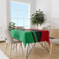 Martinique Pride Tablecloth with Red Green Design and Tropical Bird of Paradise Flower