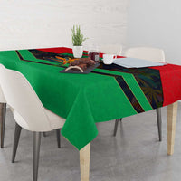 Martinique Pride Tablecloth with Red Green Design and Tropical Bird of Paradise Flower
