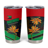 Martinique Pride Tumbler Cup with Red Green Design and Tropical Bird of Paradise Flower