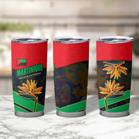 Martinique Pride Tumbler Cup with Red Green Design and Tropical Bird of Paradise Flower