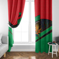 Martinique Pride Window Curtain with Red Green Design and Tropical Bird of Paradise Flower