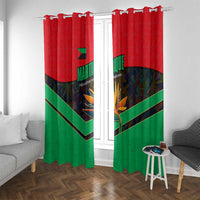 Martinique Pride Window Curtain with Red Green Design and Tropical Bird of Paradise Flower