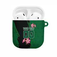 Personalized Saudi Arabia Football AirPods Case Falcon Mascot Green - Desert Rose Geometric