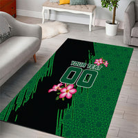 Personalized Saudi Arabia Football Area Rug Falcon Mascot Green - Desert Rose Geometric