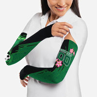 Personalized Saudi Arabia Football Arm Sleeves Falcon Mascot Green - Desert Rose Geometric
