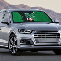 Personalized Saudi Arabia Football Auto Sun Shade Falcon Mascot Green - Desert Rose Geometric