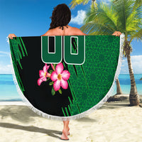 Personalized Saudi Arabia Football Beach Blanket Falcon Mascot Green - Desert Rose Geometric