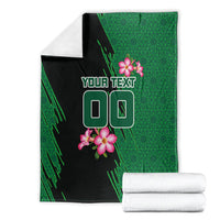 Personalized Saudi Arabia Football Blanket Falcon Mascot Green - Desert Rose Geometric