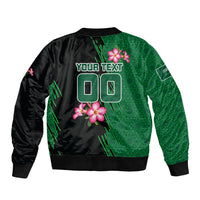 Personalized Saudi Arabia Football Bomber Jacket Falcon Mascot Green - Desert Rose Geometric