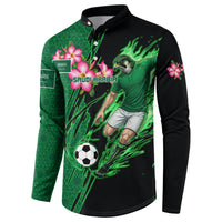 Personalized Saudi Arabia Football Button Sweatshirt Falcon Mascot Green - Desert Rose Geometric