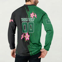 Personalized Saudi Arabia Football Button Sweatshirt Falcon Mascot Green - Desert Rose Geometric