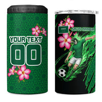 Personalized Saudi Arabia Football 4 in 1 Can Cooler Tumbler Falcon Mascot Green - Desert Rose Geometric