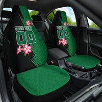 Personalized Saudi Arabia Football Car Seat Cover Falcon Mascot Green - Desert Rose Geometric