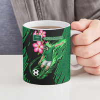 Personalized Saudi Arabia Football Ceramic Mug Falcon Mascot Green - Desert Rose Geometric