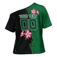 Personalized Saudi Arabia Football Cross Shoulder Shirt Falcon Mascot Green - Desert Rose Geometric