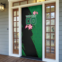 Personalized Saudi Arabia Football Door Cover Falcon Mascot Green - Desert Rose Geometric