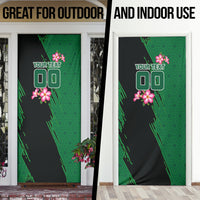 Personalized Saudi Arabia Football Door Cover Falcon Mascot Green - Desert Rose Geometric