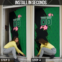 Personalized Saudi Arabia Football Door Cover Falcon Mascot Green - Desert Rose Geometric