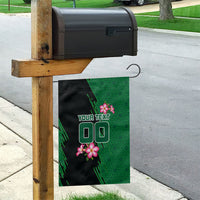 Personalized Saudi Arabia Football Garden Flag Falcon Mascot Green - Desert Rose Geometric