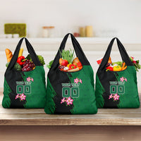 Personalized Saudi Arabia Football Grocery Bag Falcon Mascot Green - Desert Rose Geometric