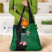 Personalized Saudi Arabia Football Grocery Bag Falcon Mascot Green - Desert Rose Geometric