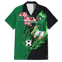 Personalized Saudi Arabia Football Hawaiian Shirt Falcon Mascot Green - Desert Rose Geometric