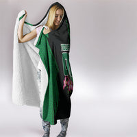 Personalized Saudi Arabia Football Hooded Blanket Falcon Mascot Green - Desert Rose Geometric