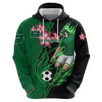 Personalized Saudi Arabia Football Hoodie Falcon Mascot Green - Desert Rose Geometric