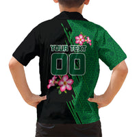 Personalized Saudi Arabia Football Kid Hawaiian Shirt Falcon Mascot Green - Desert Rose Geometric